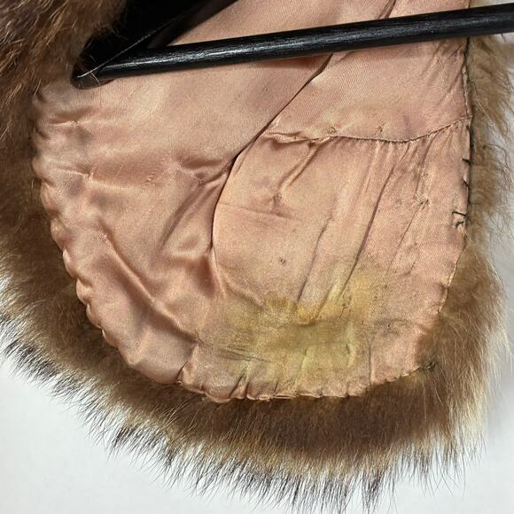 Real Fur Collar Scarf Wrap Shawl Stole Brown Coyote Genuine Winter Vintage - Picture 7 of 14